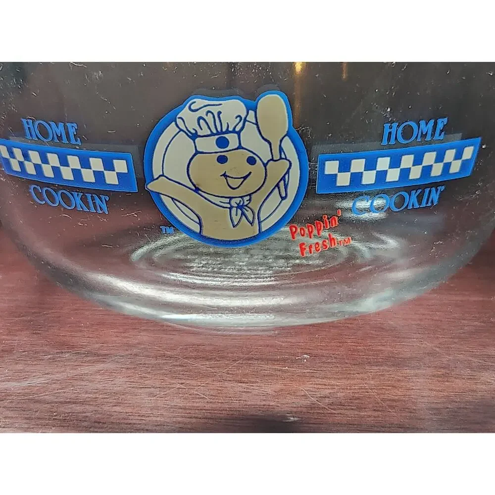 Pillsbury Poppin Fresh Doughboy Glass Mixing Bowl Home Cookin 1.5Qt